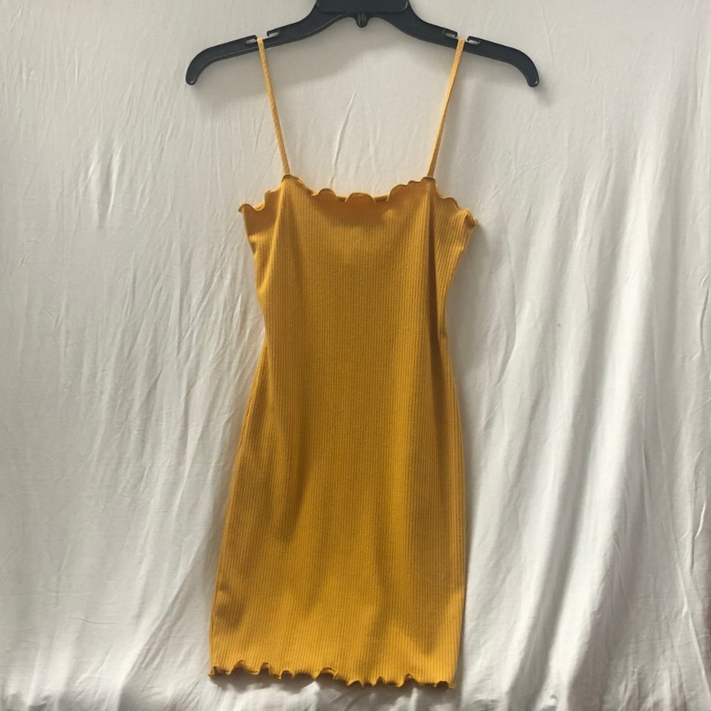 Publik yellow ribbed small bodycon dress